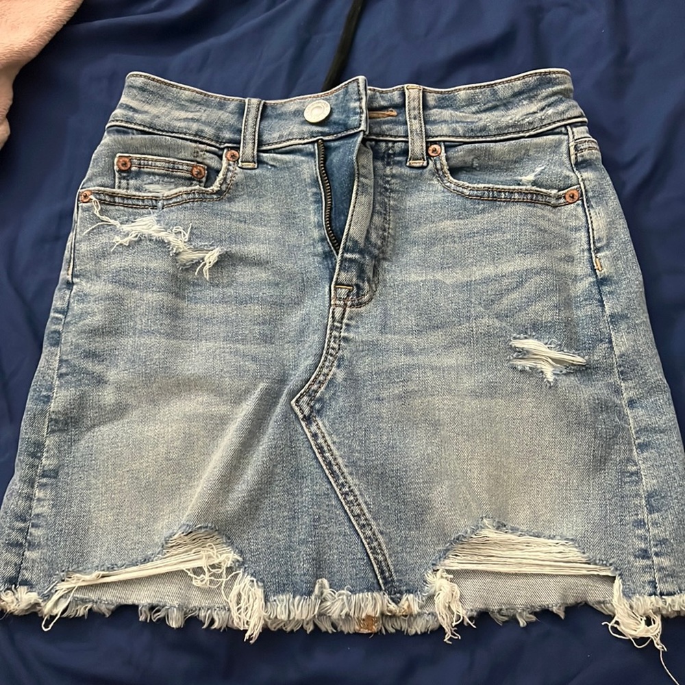 AE Distressed Jean Skirt